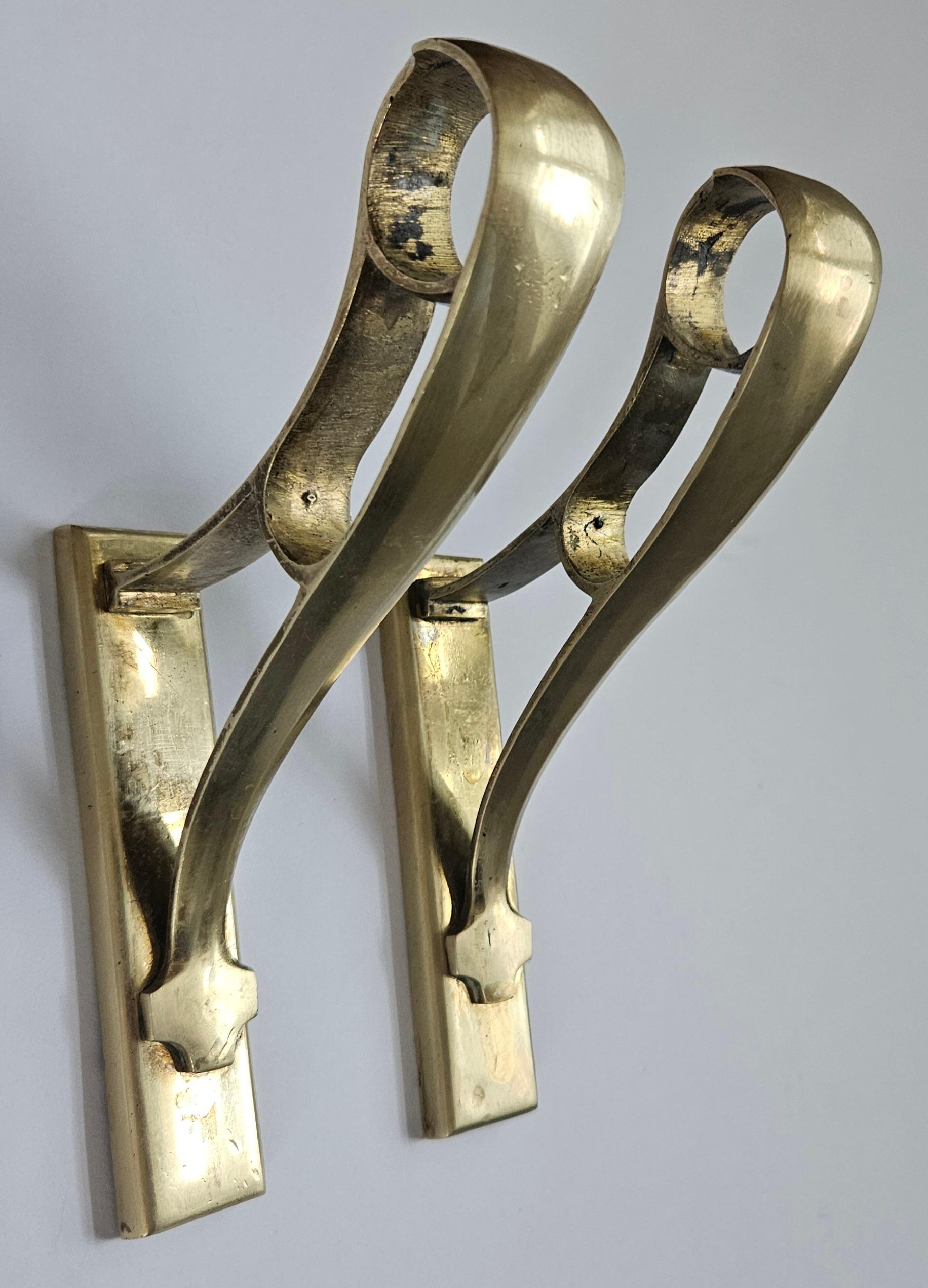 Brass Pair of Art Deco Consoler or Holders Pelmets, Germany, 1930 For Sale