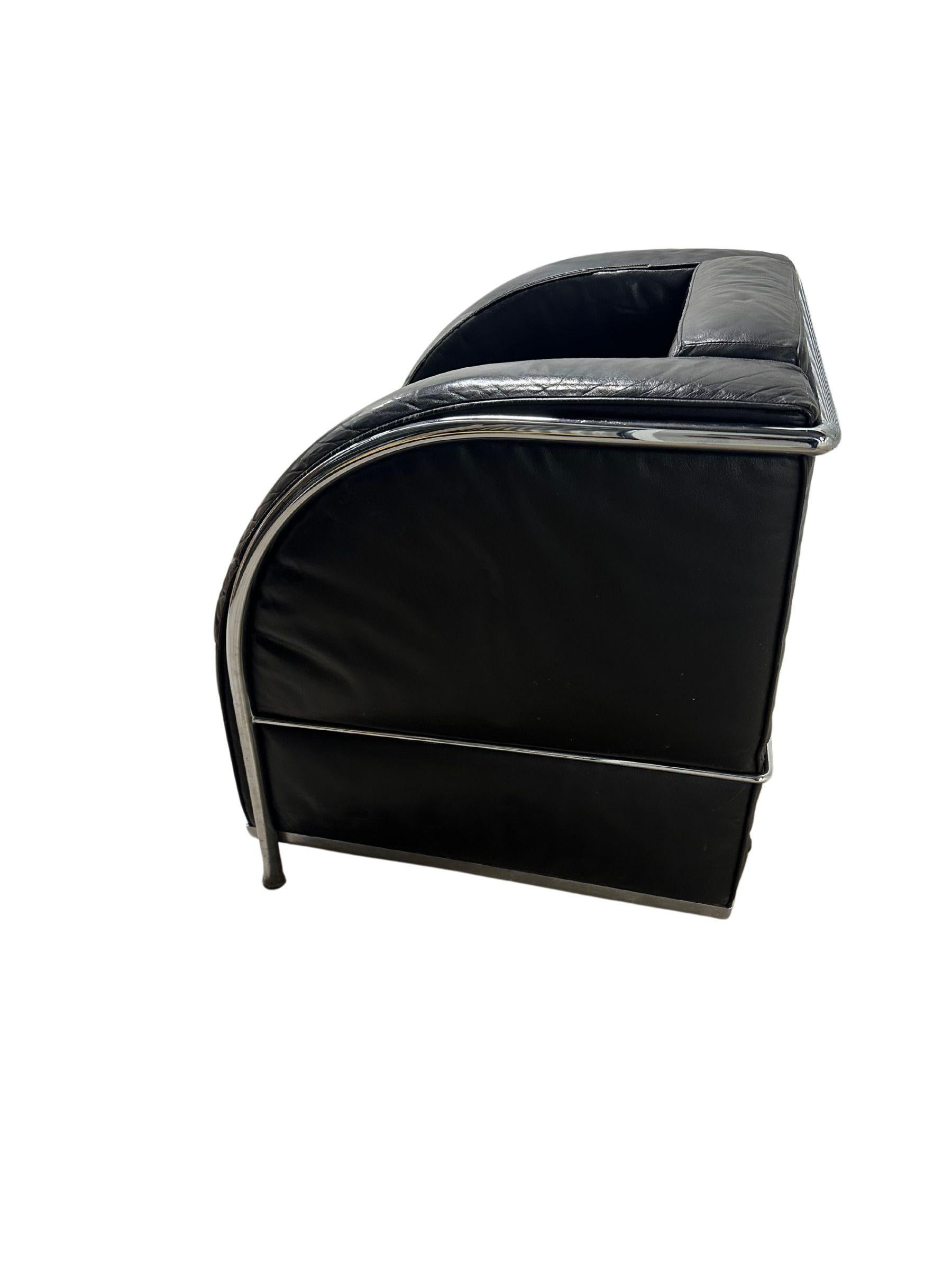 Pair of Art Deco / Corbusier Style Chrome and Leather Club Chairs For Sale 7