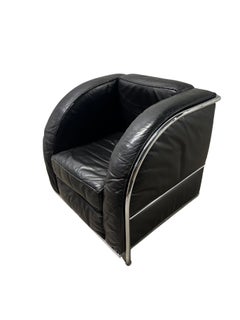 Pair of Art Deco / Corbusier Style Chrome and Leather Club Chairs