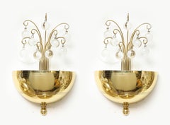 Pair of Art Deco Crystal Ball Sconces