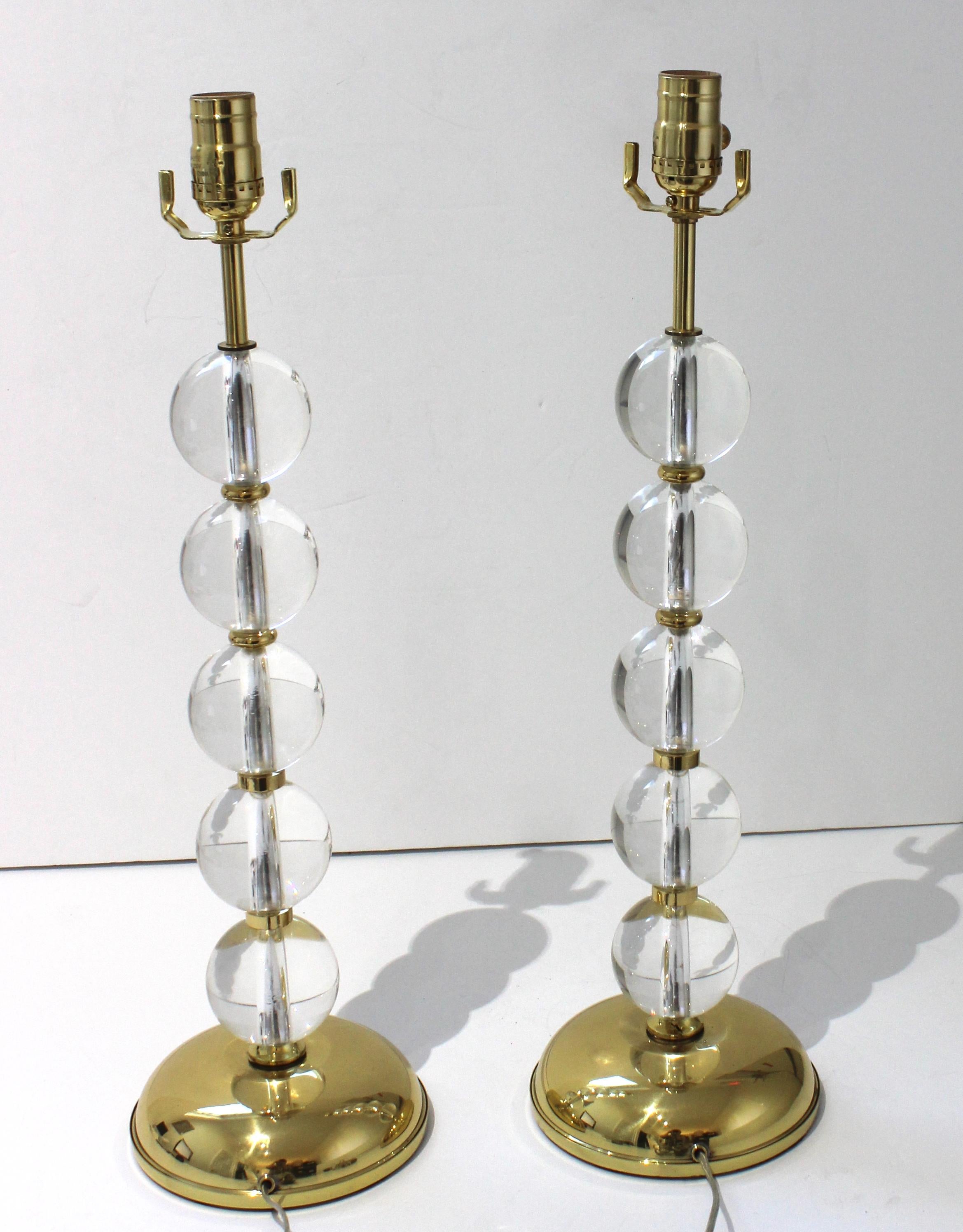 Molded Pair of Art Deco Crystal Lamps For Sale