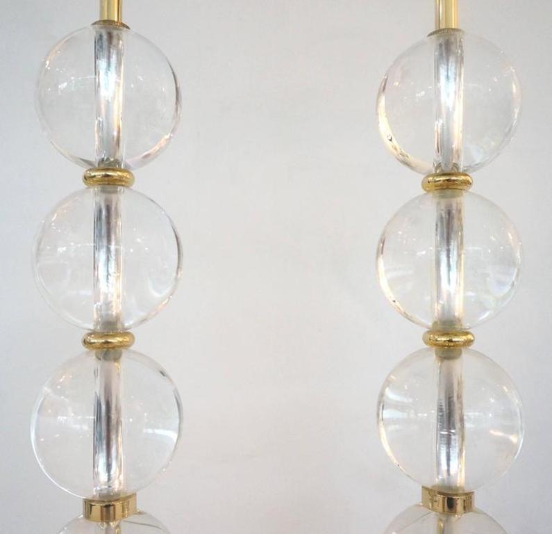 Pair of Art Deco Crystal Lamps For Sale 2