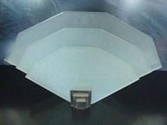 Pair of Art Deco Cubist Wall Lights Scones Chrome and Satin Glass