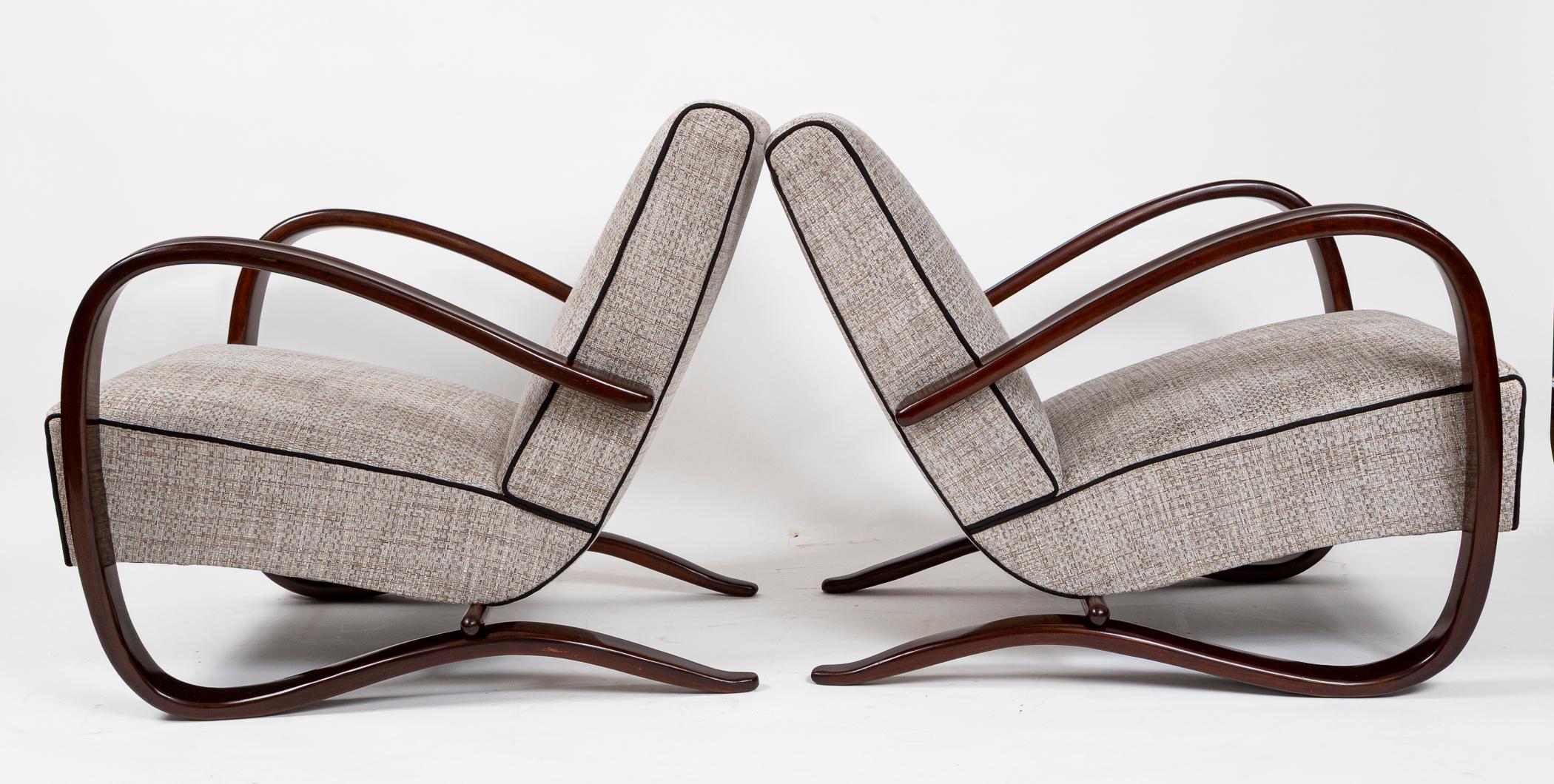 Pair Of Art Deco Czech Lounge Chairs By Jindrich Halabala For Sale 5