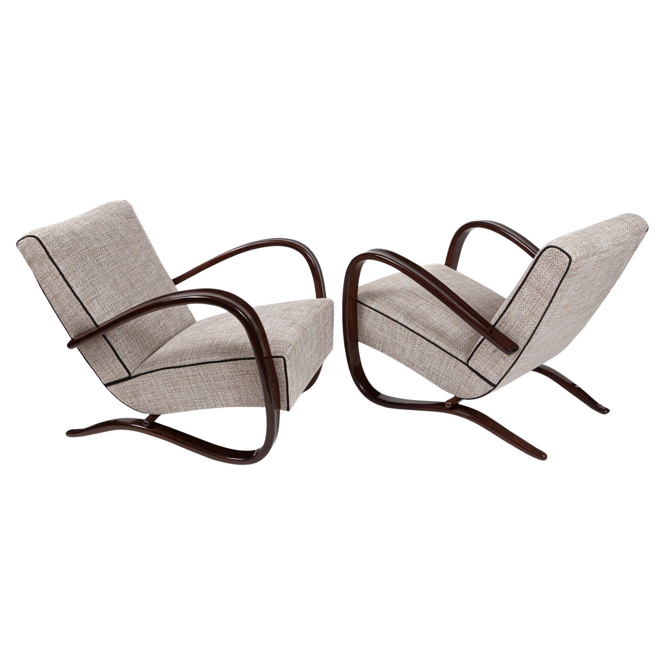 Pair Of Art Deco Czech Lounge Chairs By Jindrich Halabala For Sale