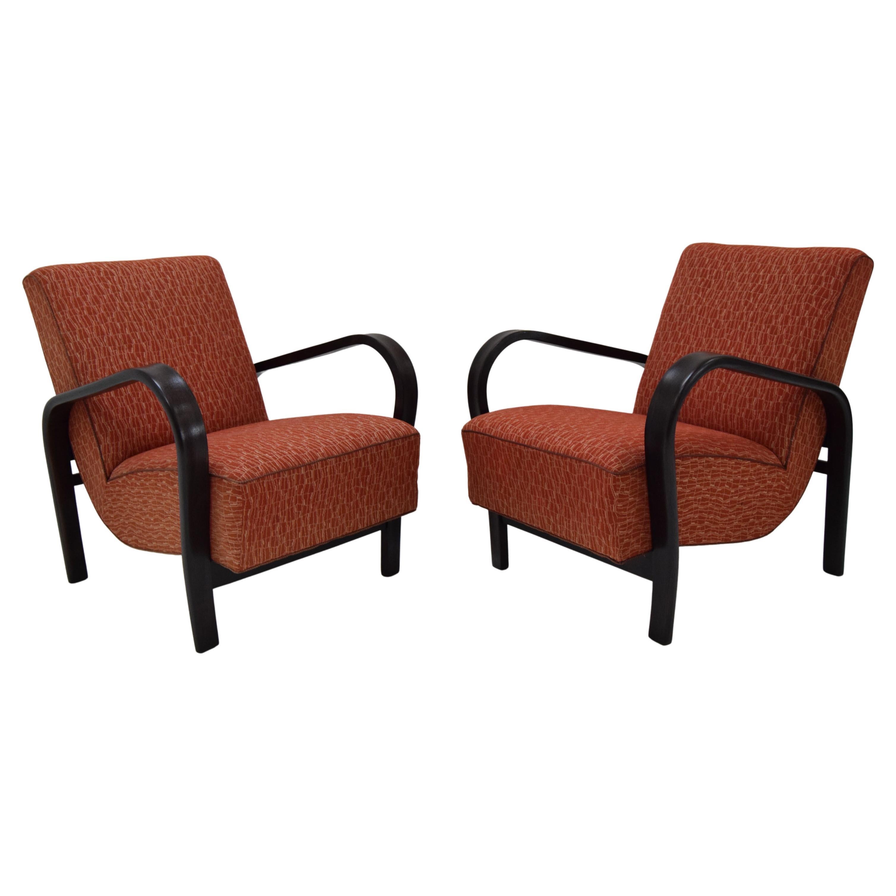 Pair of Art Deco Design Armchairs by Kropacek and Kozelka, 1930's For Sale