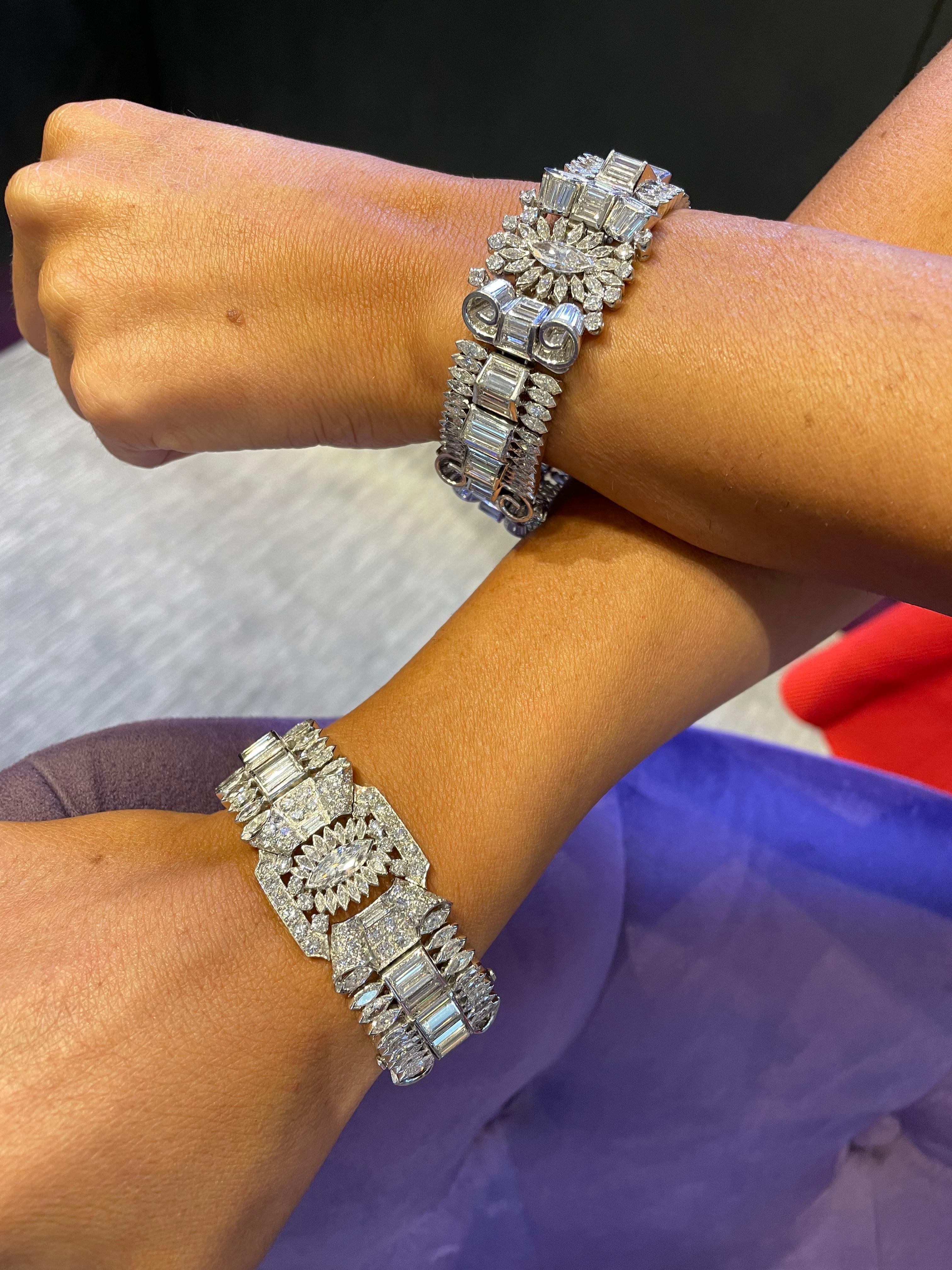 Paar Art-Déco-Diamant-Armbänder im Angebot 2