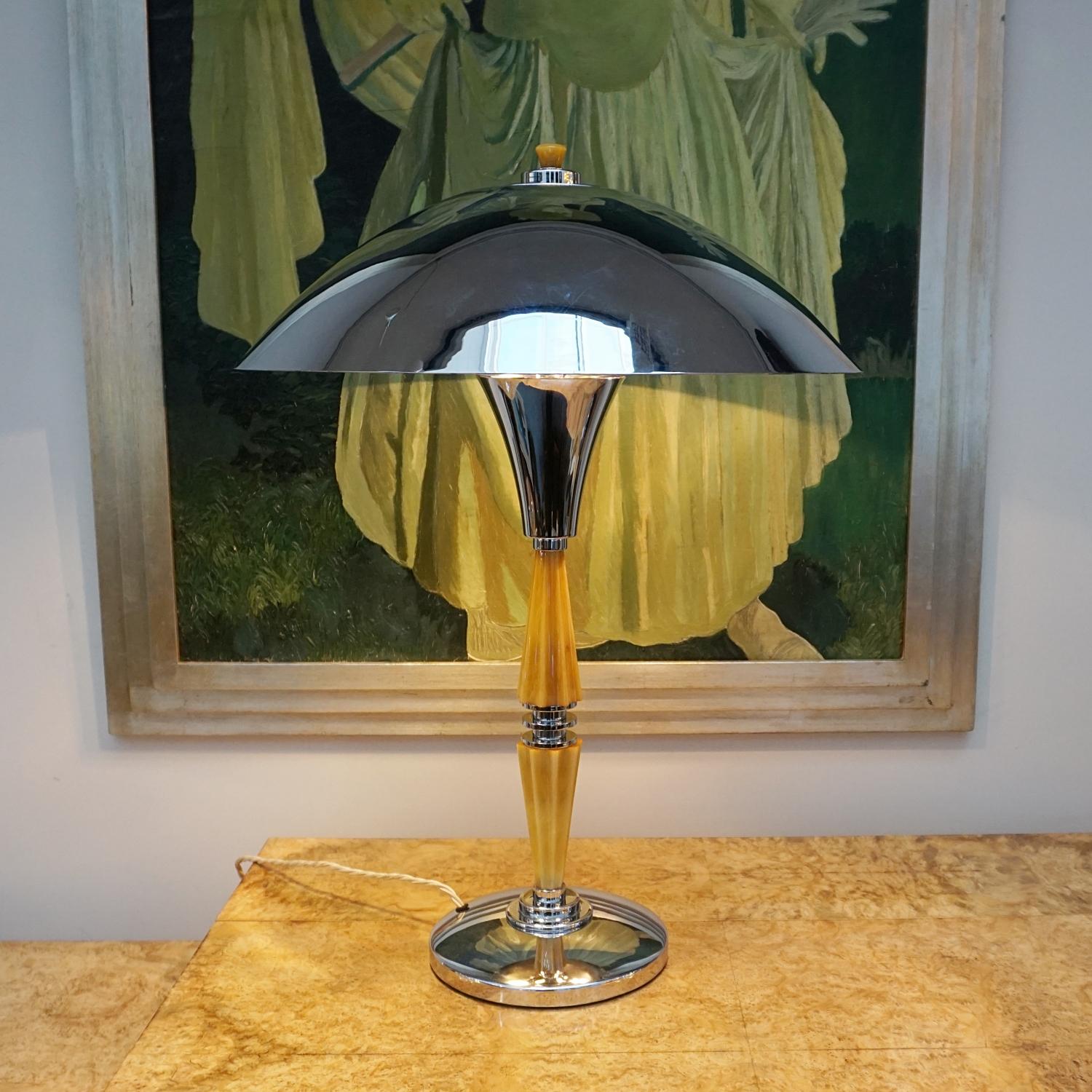 Pair of Art Deco Domed Table Lamps Bakelite and Chrome 2