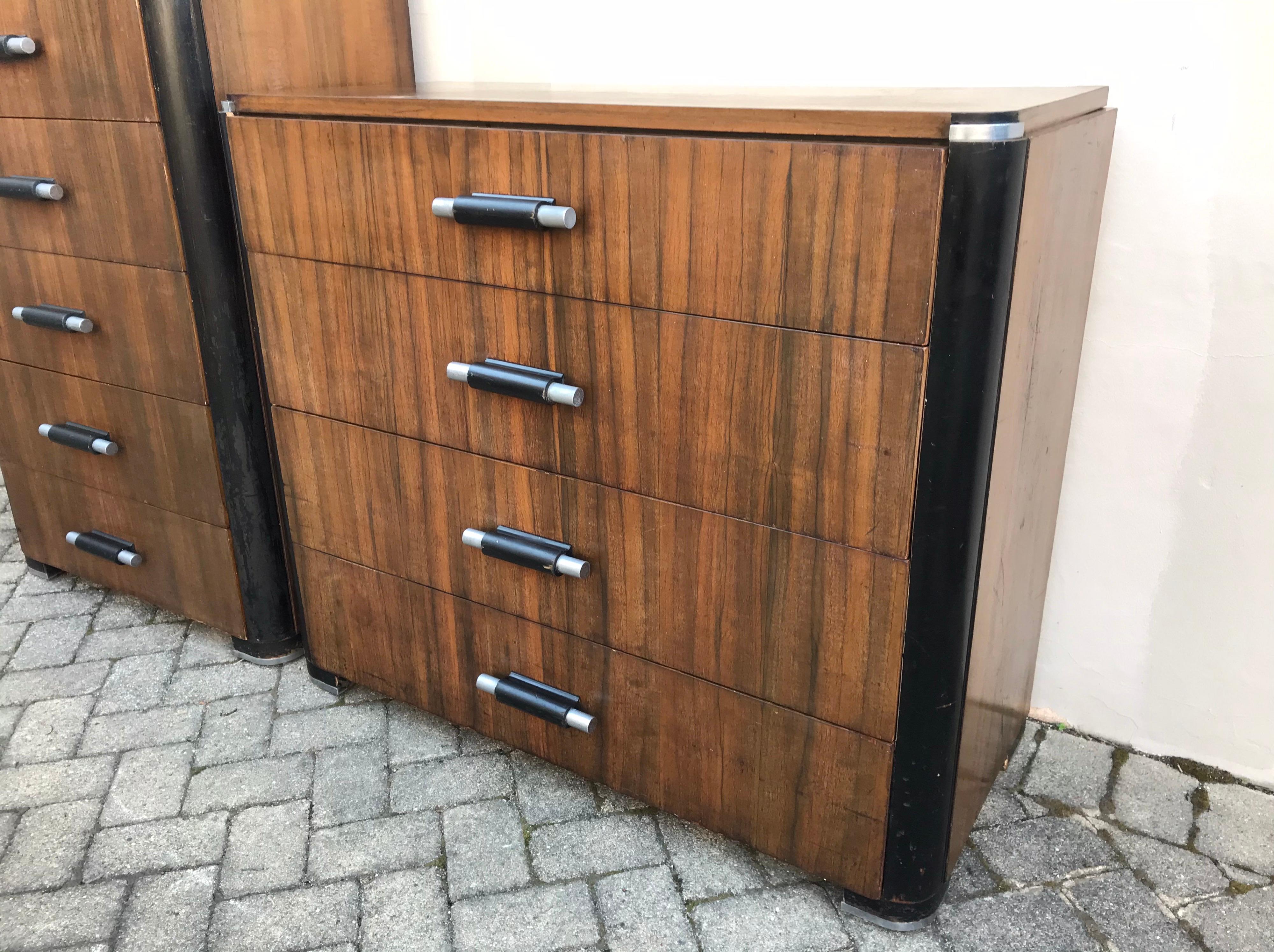 Pair of Art Deco Donald Deskey Streamline Moderne Dressers, 1930's In Fair Condition In Bedford Hills, NY