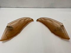 Pair of Art Deco Eagle Glass Sconces Signed by Maynadier, France, circa 1940s
