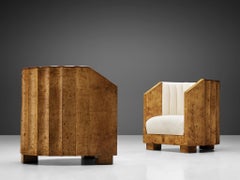 Paire de fauteuils Art Déco en loupe d'érable