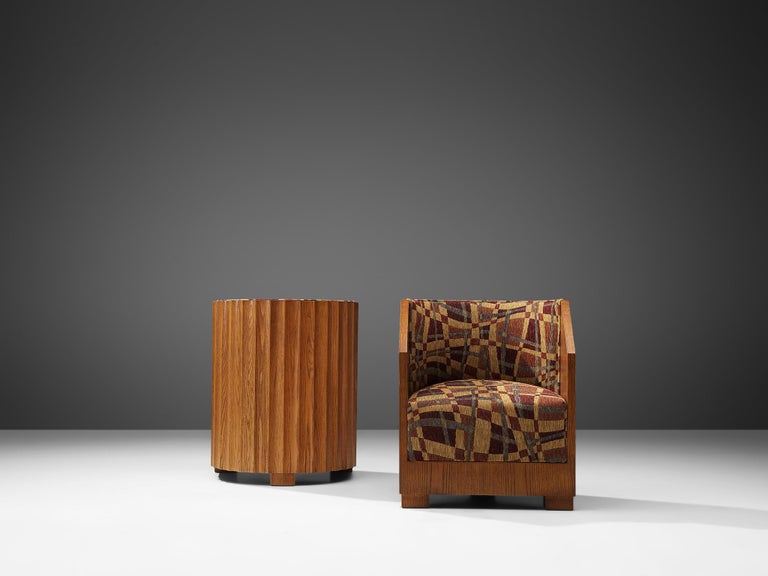 Pair of Art Deco Easy Chairs in Oak In Good Condition In Waalwijk, NL