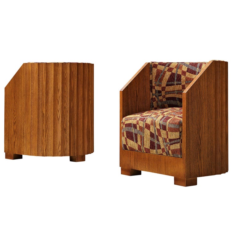 Pair of Art Deco Easy Chairs in Oak