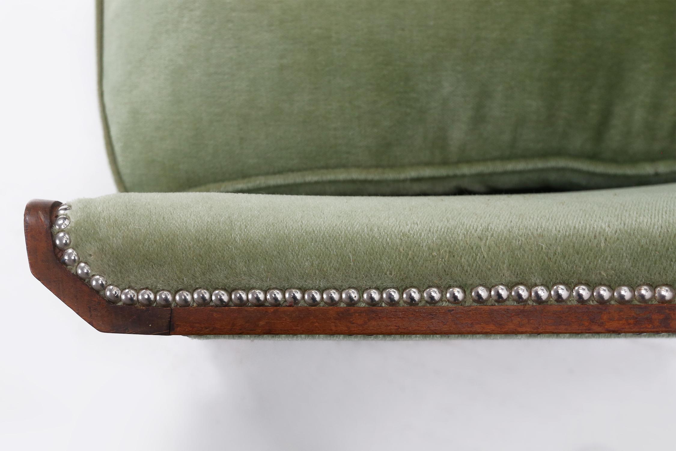 Pair of Art Deco Easy Chairs in Velvet Green 8