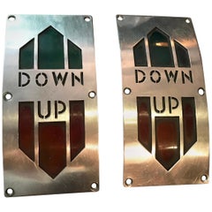 Pair of Art Deco Elevator Up Down Direction Panels