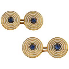 Pair of Art Deco Enamel and Sapphire Cufflinks