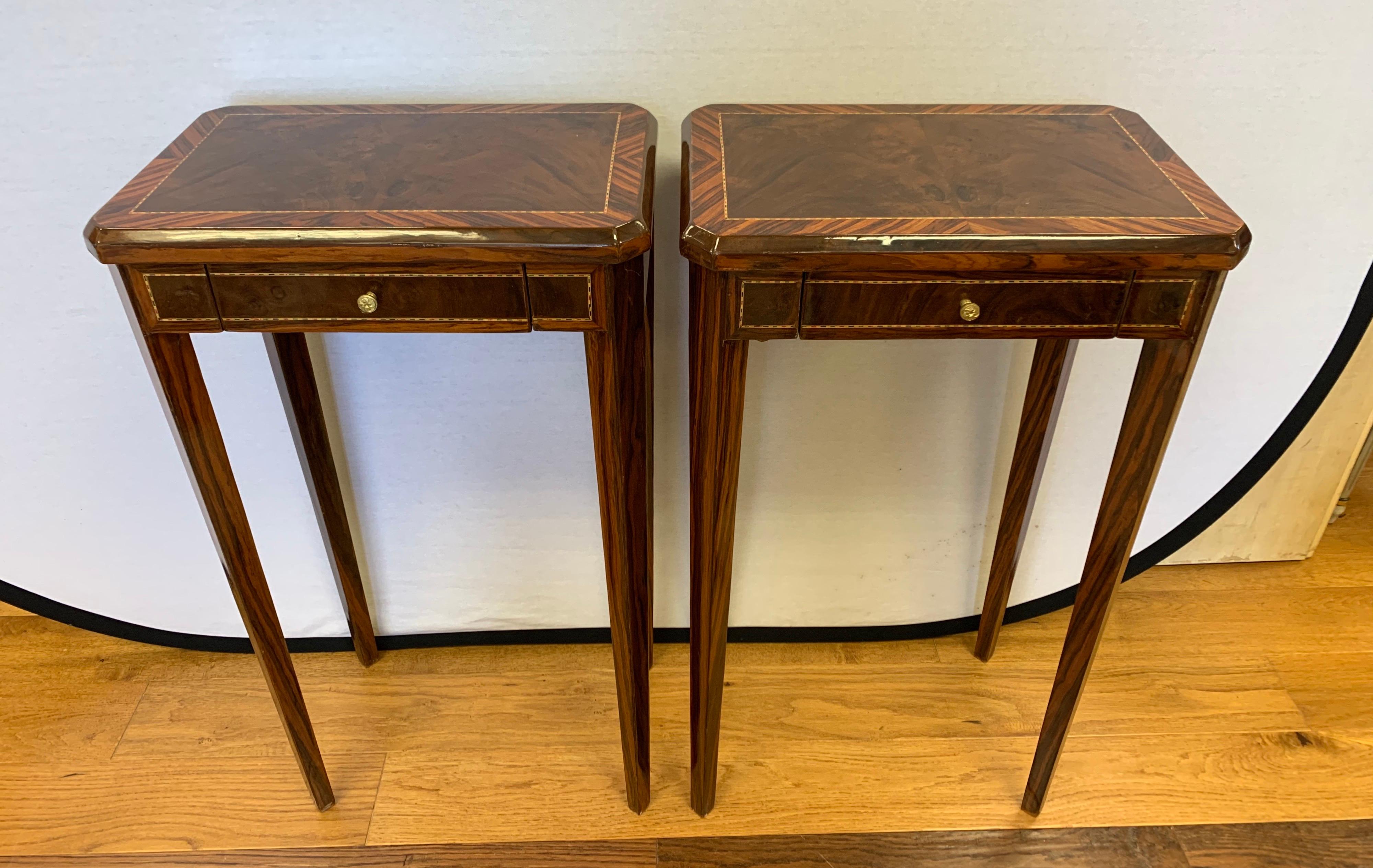 Pair of Art Deco End Side Occasional Tables with Inlay 4