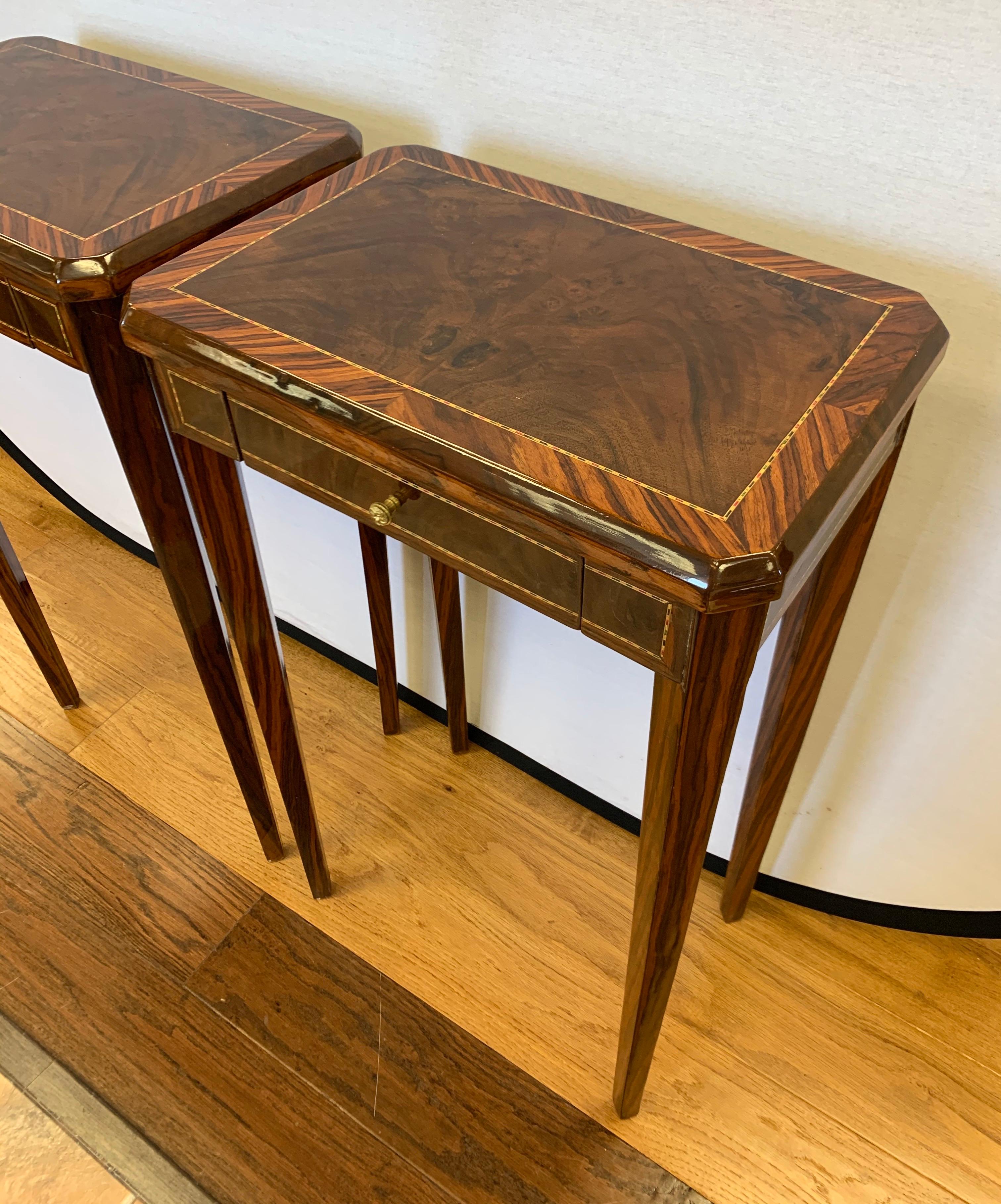 Pair of Art Deco End Side Occasional Tables with Inlay 7