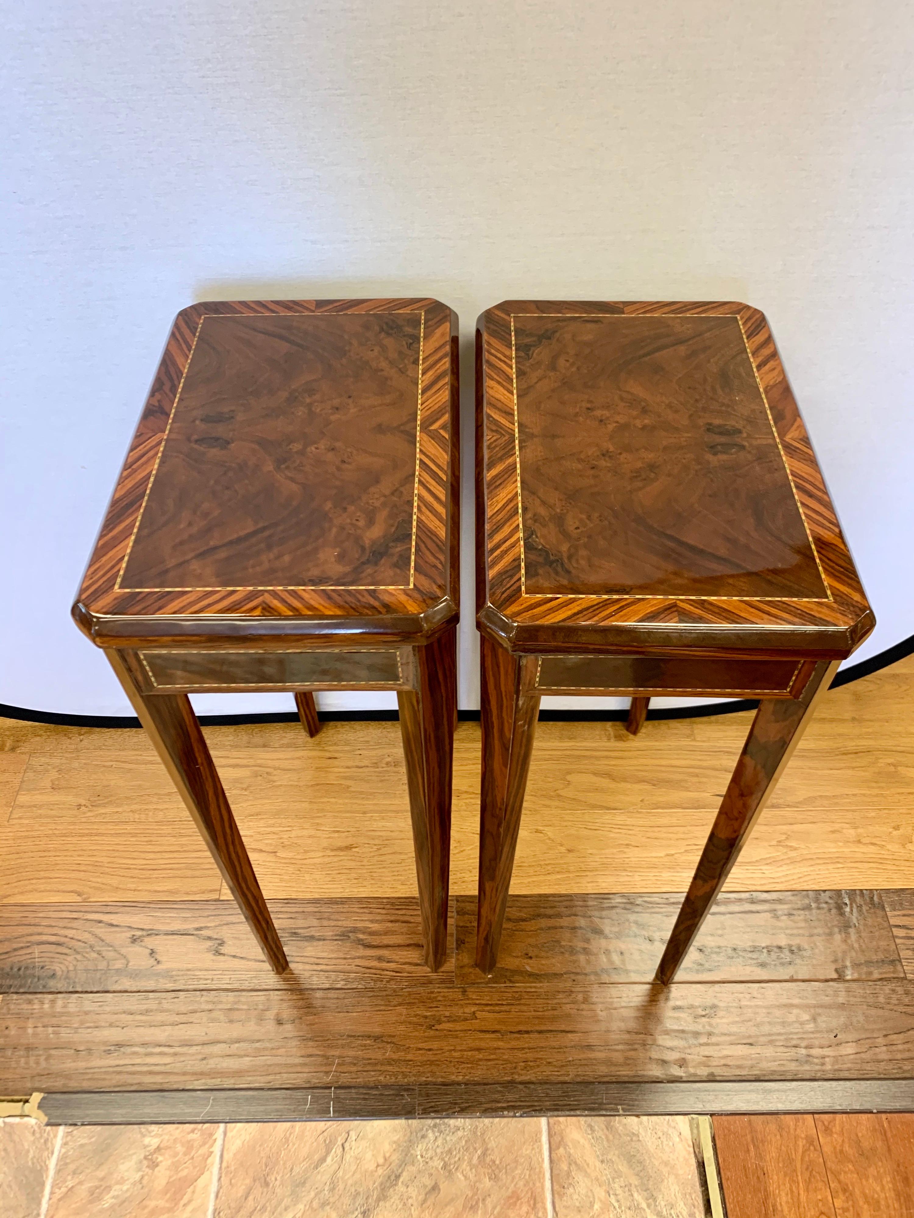 Pair of Art Deco End Side Occasional Tables with Inlay 10
