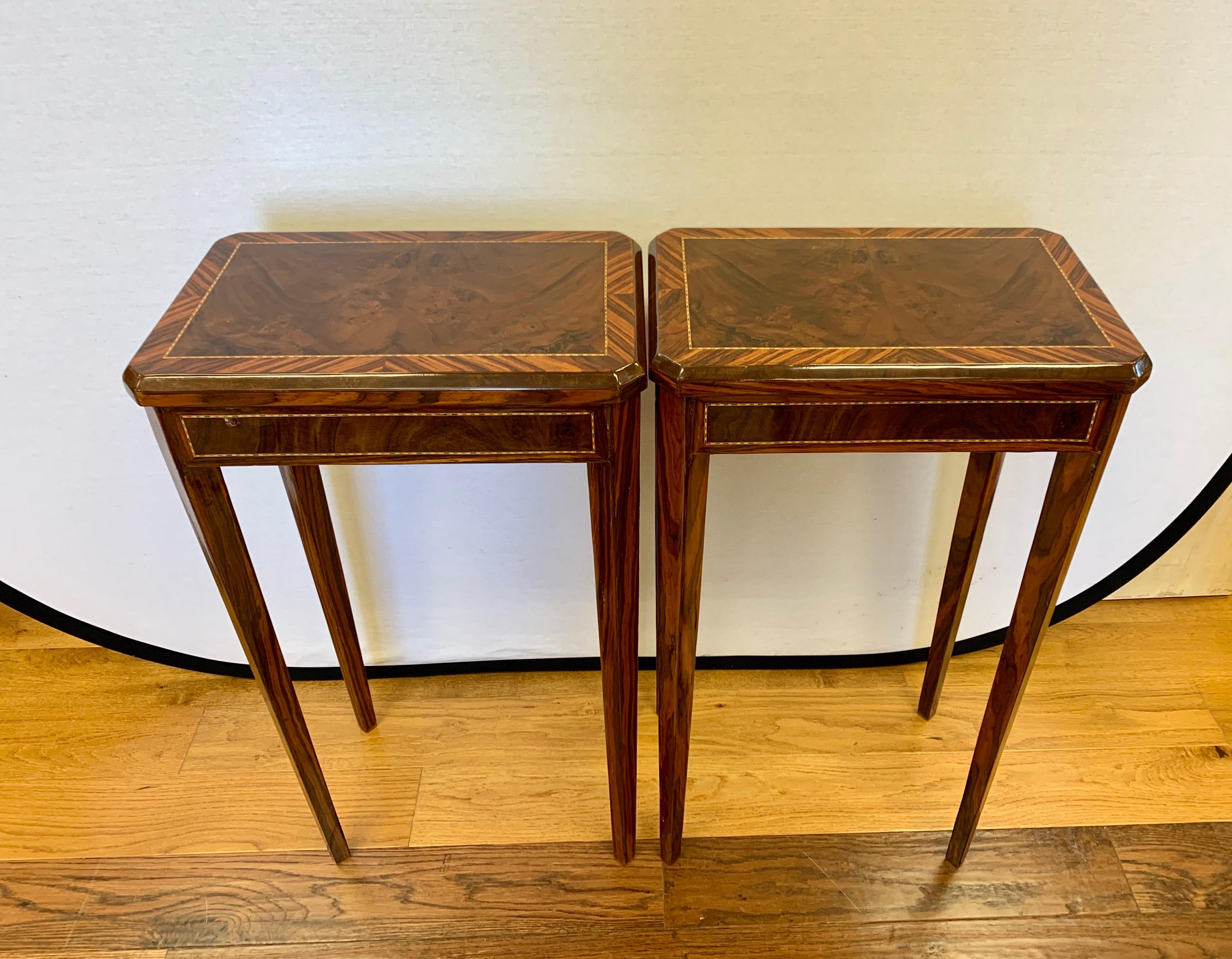 Pair of Art Deco End Side Occasional Tables with Inlay 11