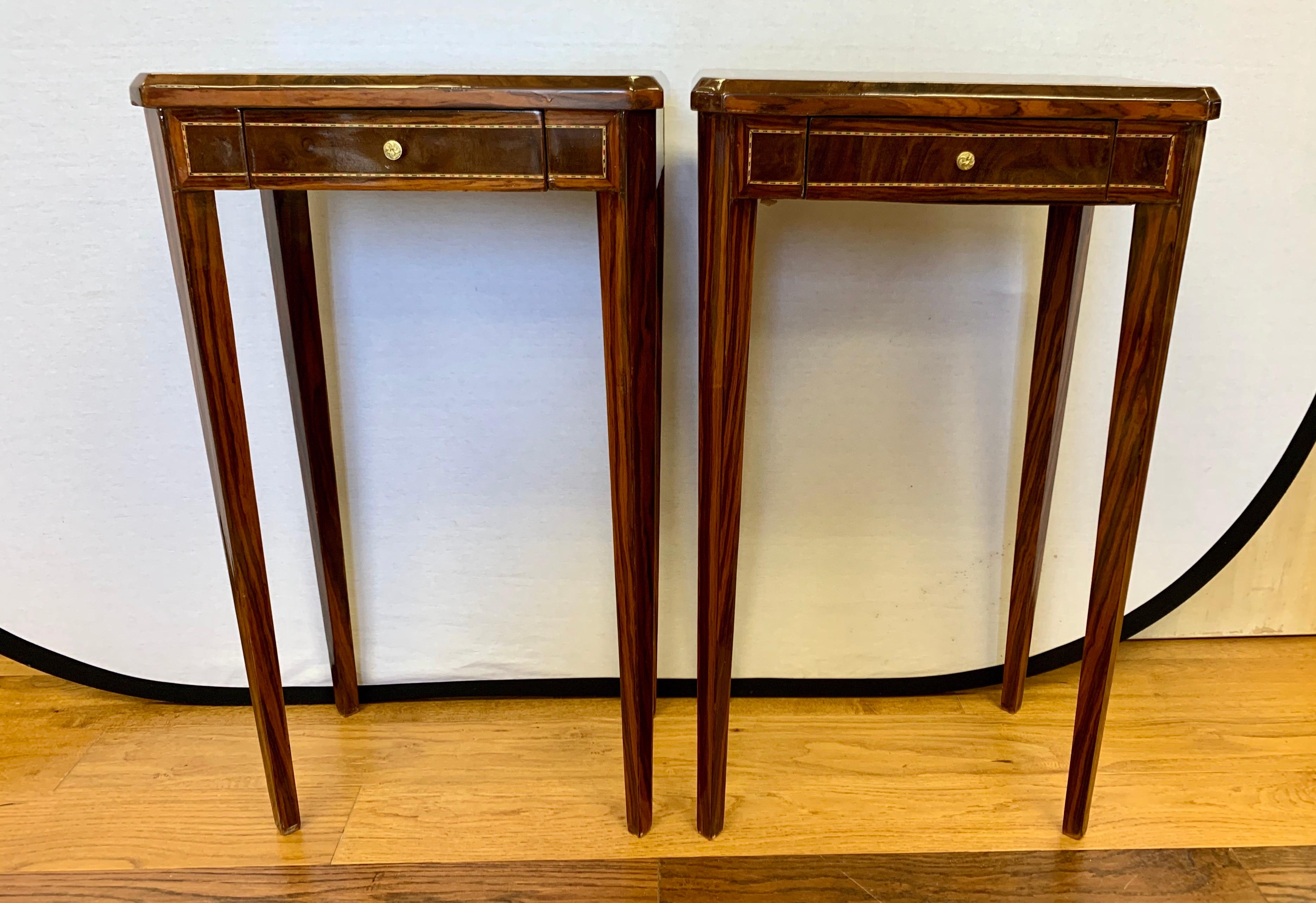 Pair of Art Deco End Side Occasional Tables with Inlay 2