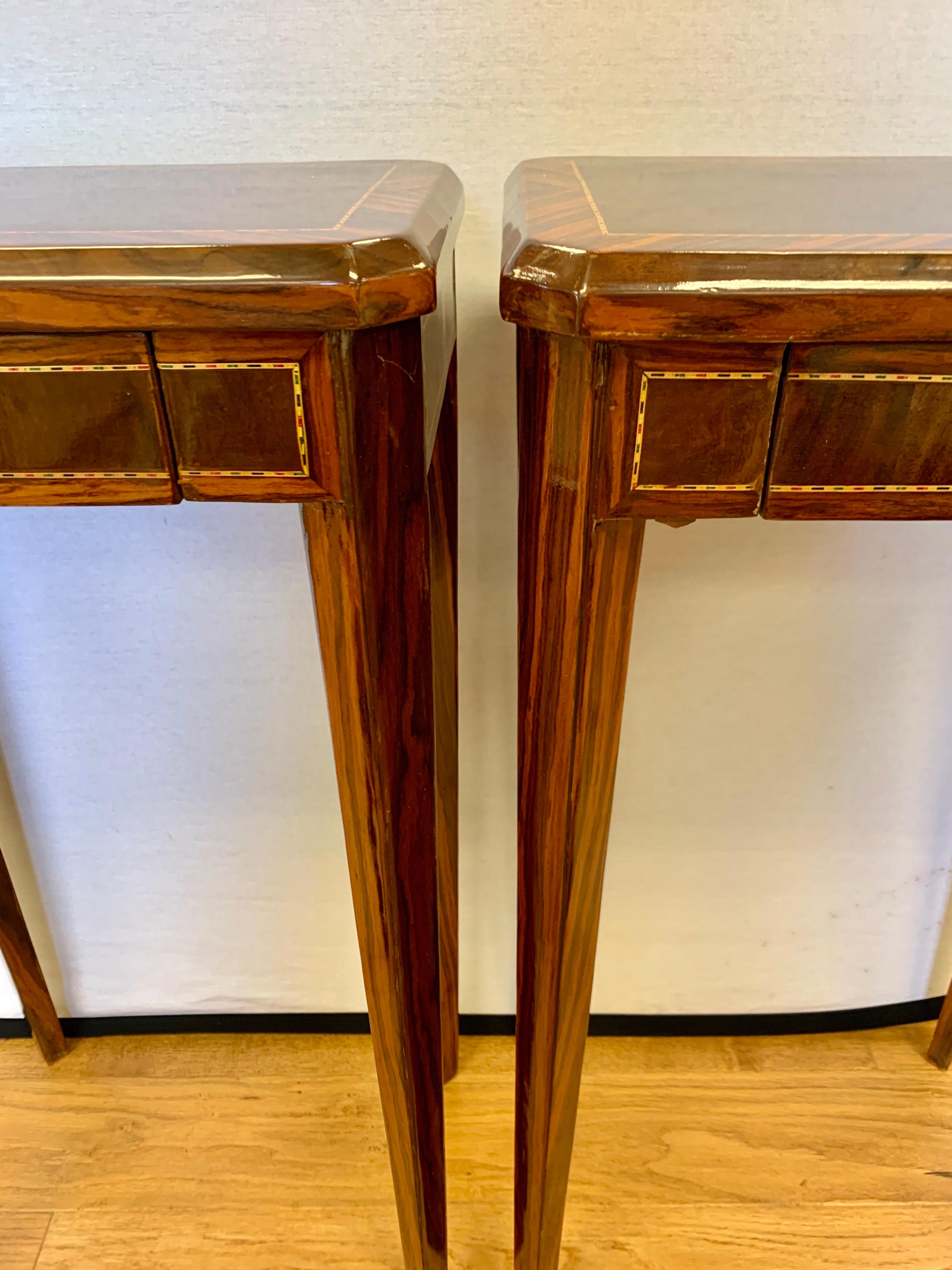 Pair of Art Deco End Side Occasional Tables with Inlay 3