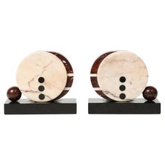 Pair of Art Deco Exotic Marble Bookends