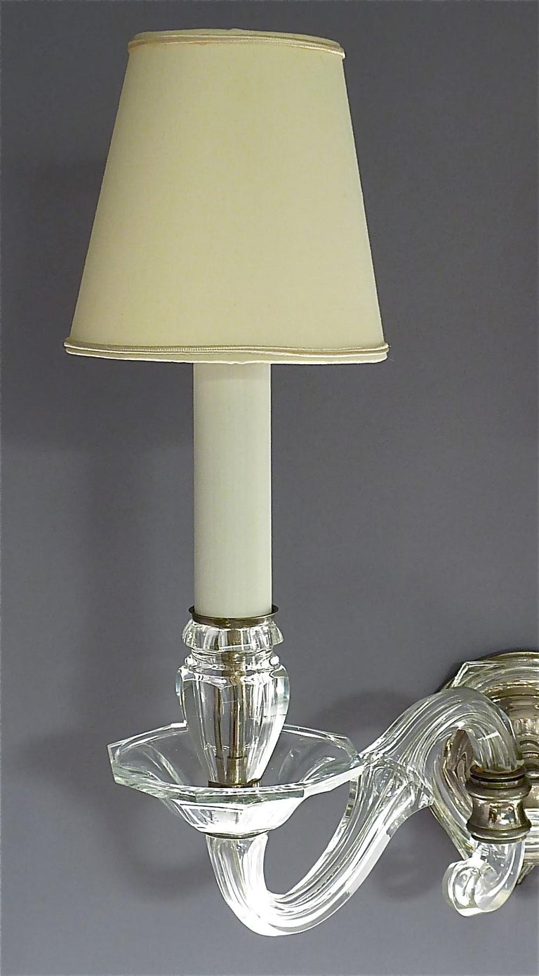 Pair of Art Deco Faceted Crystal Glass Wall Lights Sconces 1920