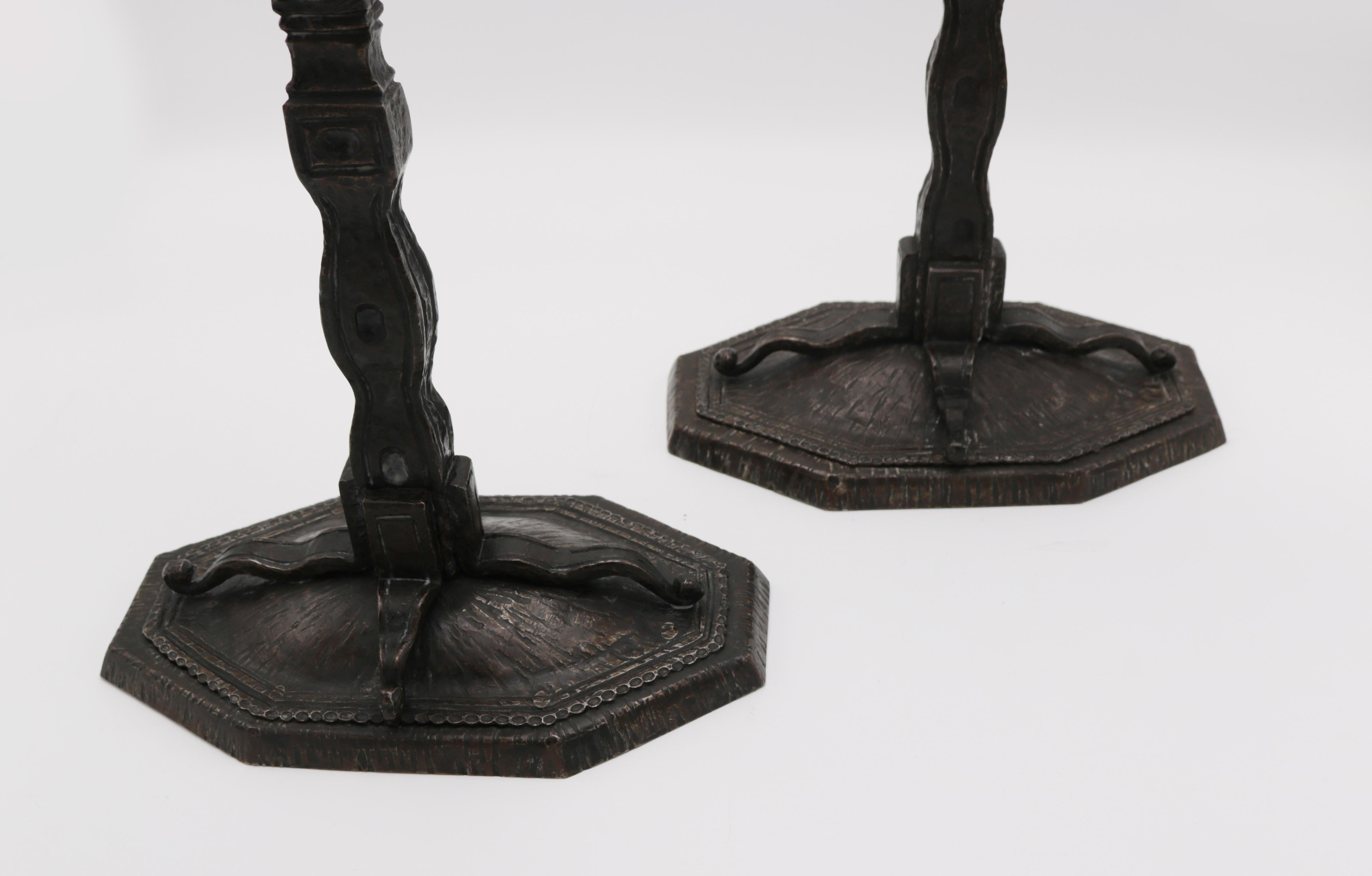 Iron Pair of Art Deco Fer-Forge Candelabras For Sale