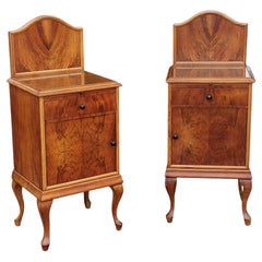Pair of Art Deco Figured Walnut Bedside Cabinets