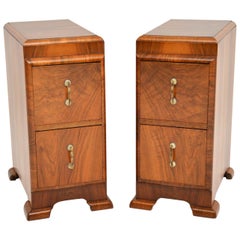 Pair of Art Deco Figured Walnut Bedside Chests