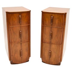 Pair of Art Deco Figured Walnut Bedside Chests