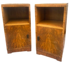 Pair of Art Deco Figured Walnut nightstands