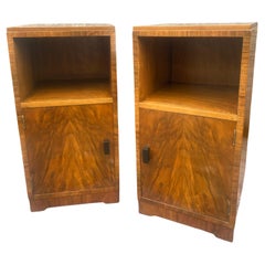 Pair of Art Deco Figured Walnut nightstands