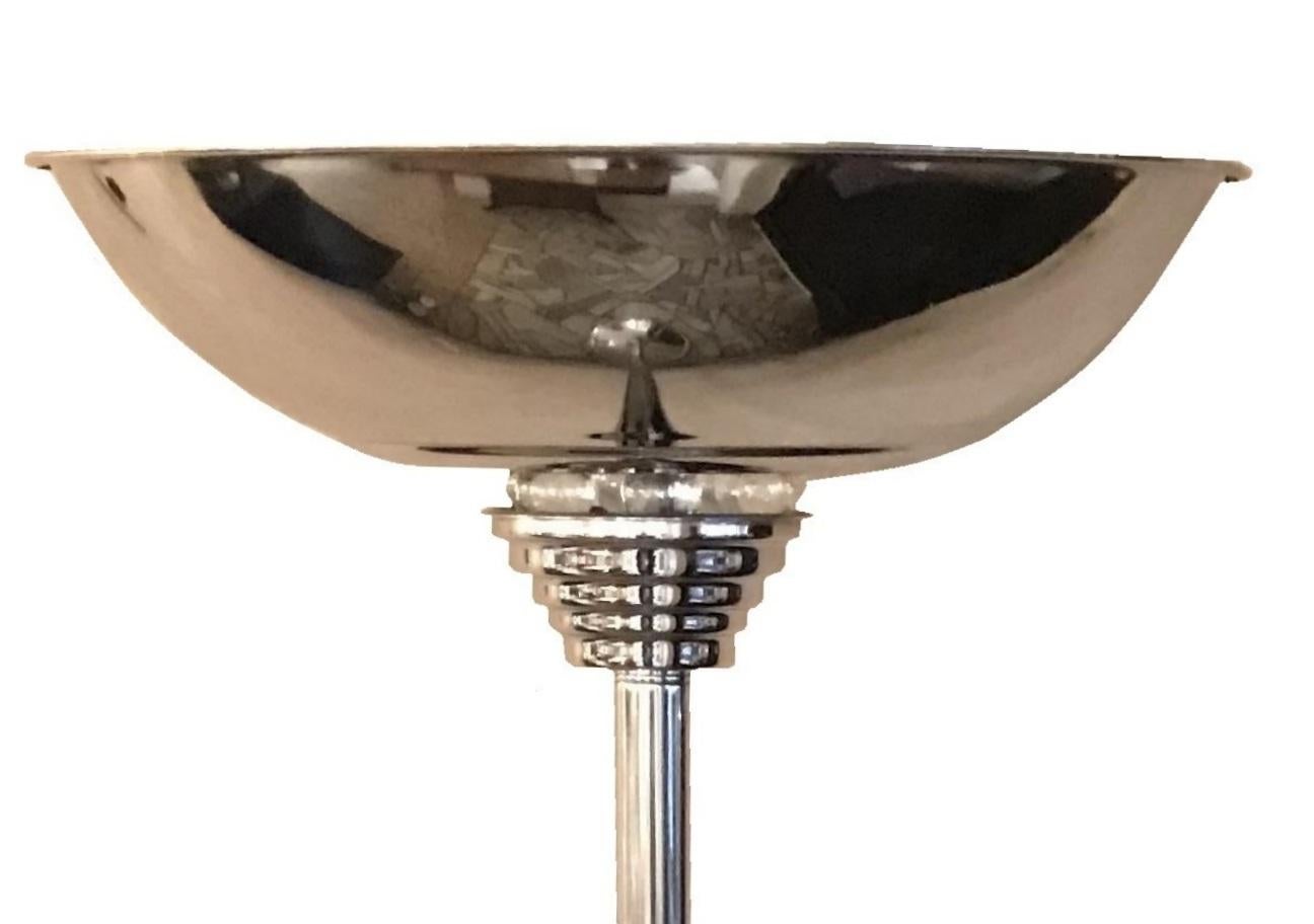 Stehlampe im Art déco-Stil, Staggere, Frankreich, Materialien: Glas und Chrom, 1930, Paar im Angebot 6