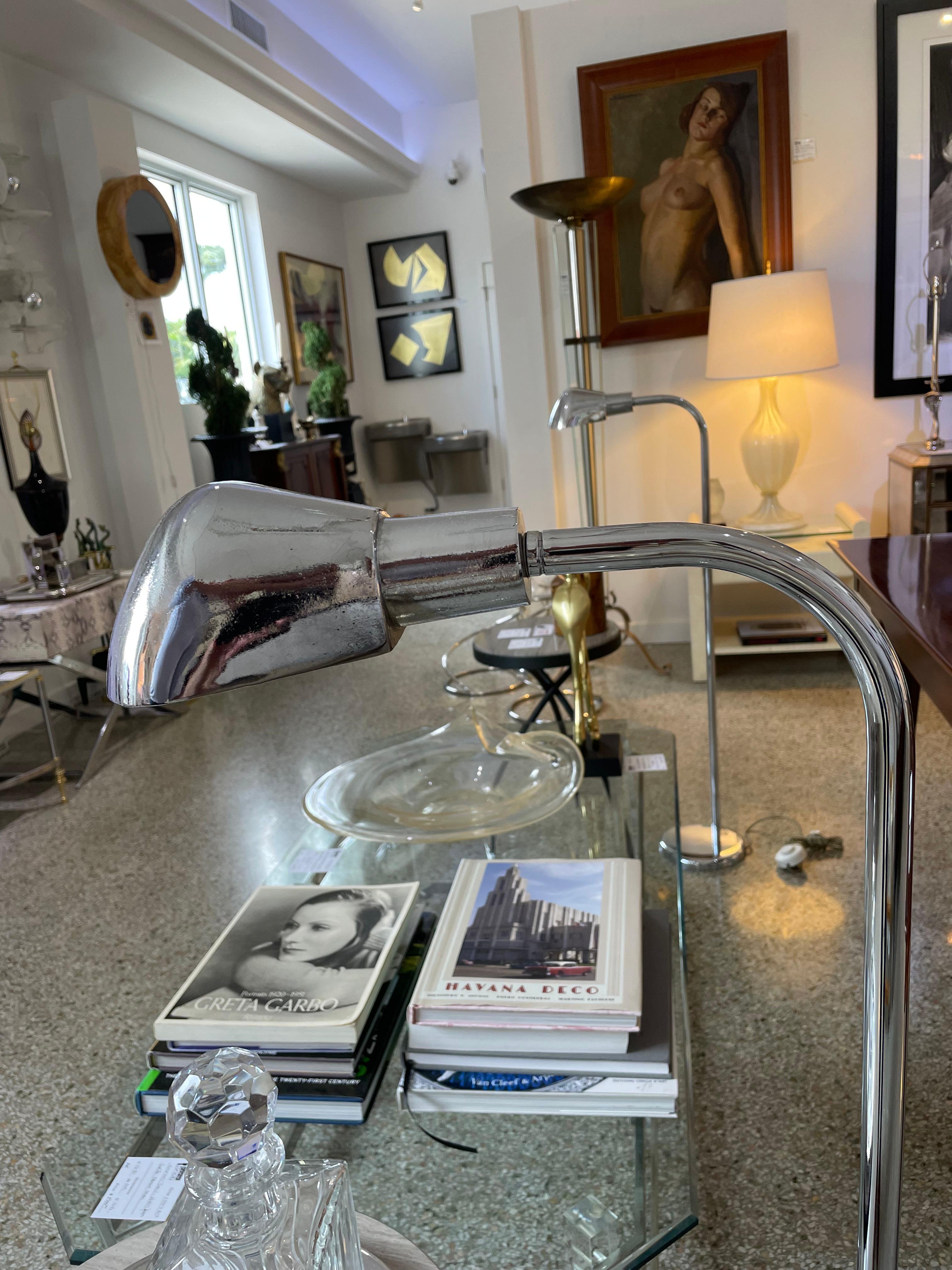 Pair of Art Deco Aluminum Floor Lamps For Sale 3