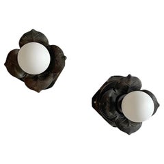Coppia di lampade da parete floreali Art Déco