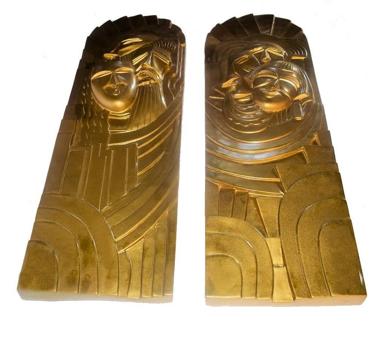 Pair of Art Deco 'Folies Bergeres' Wall Plaques For Sale at 1stDibs