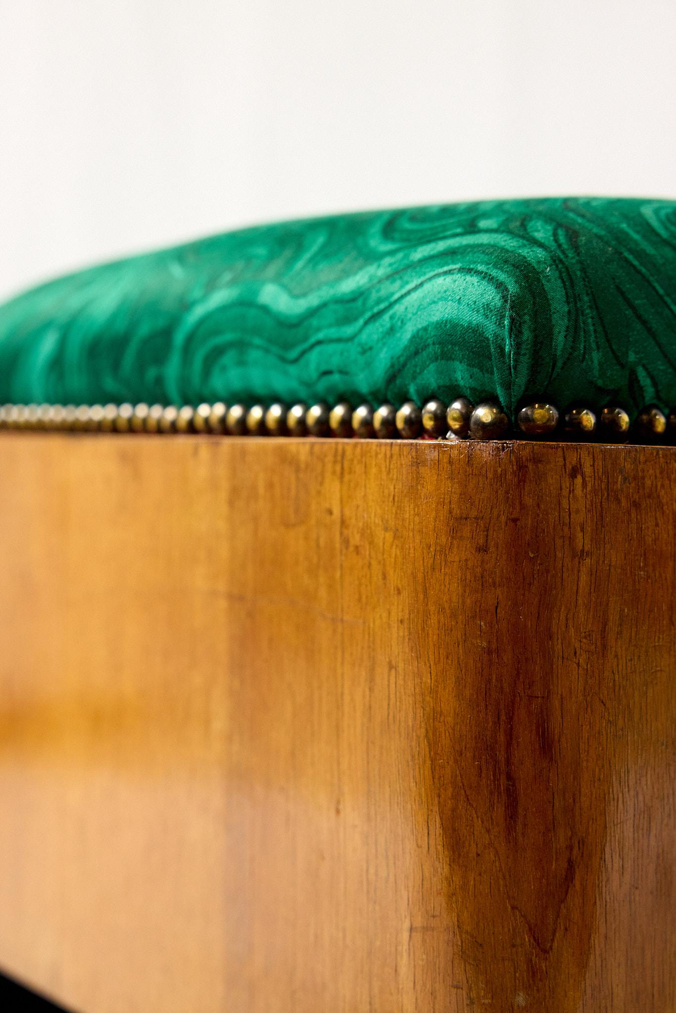 Pair of Art Deco Foot Stools of Walnut in Malachite Fabric, c1930s 6