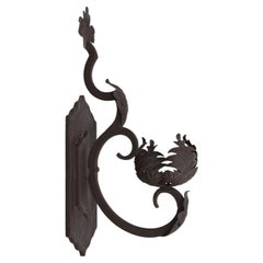Pair of Art Deco Forged Metal Candleholder Wall Sconces