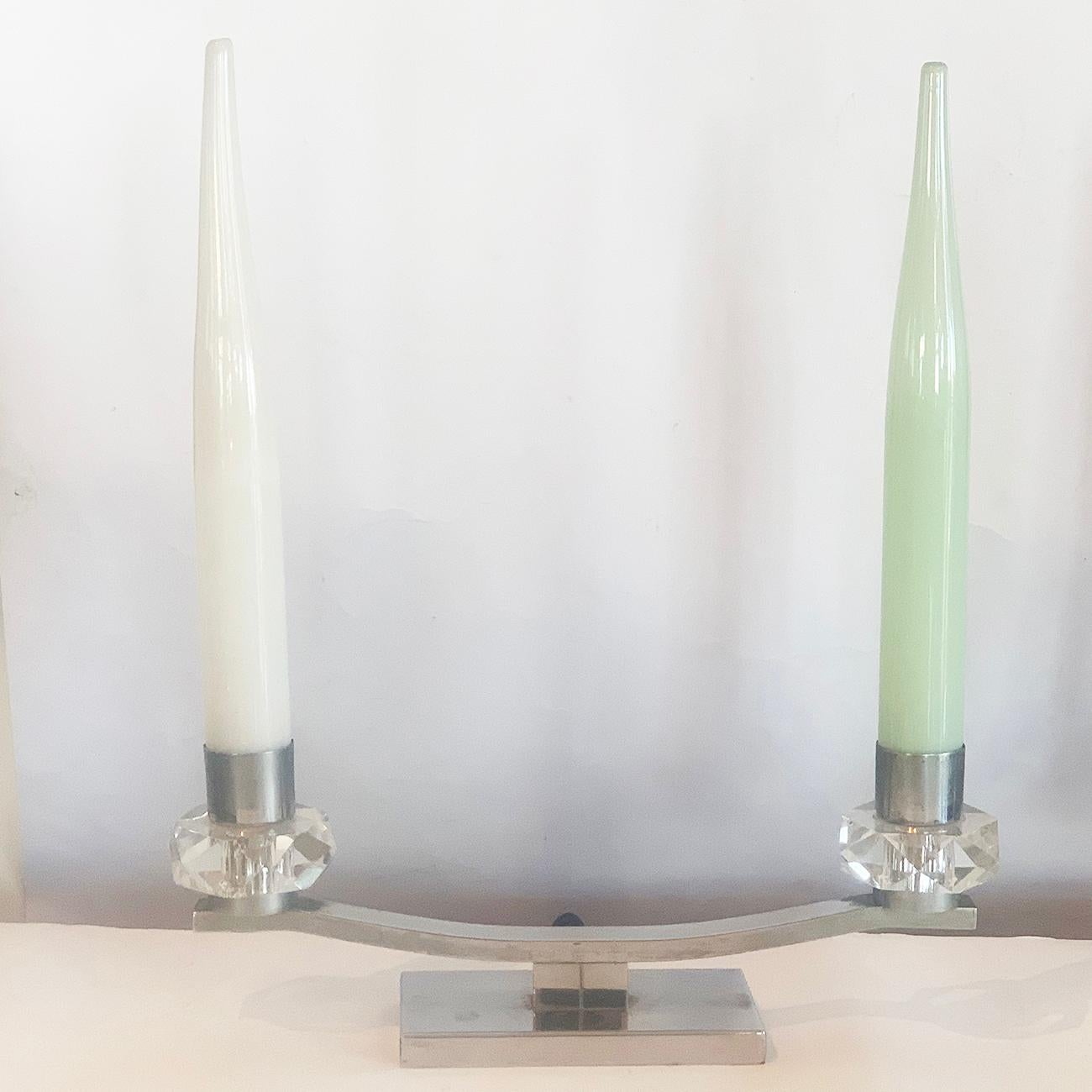 Pair of Art Deco French Candle Lamps In Good Condition For Sale In Daylesford, Victoria