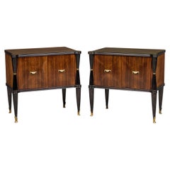 Vintage Pair of Art Deco French Commodes with Bronze and Ebonized Trim