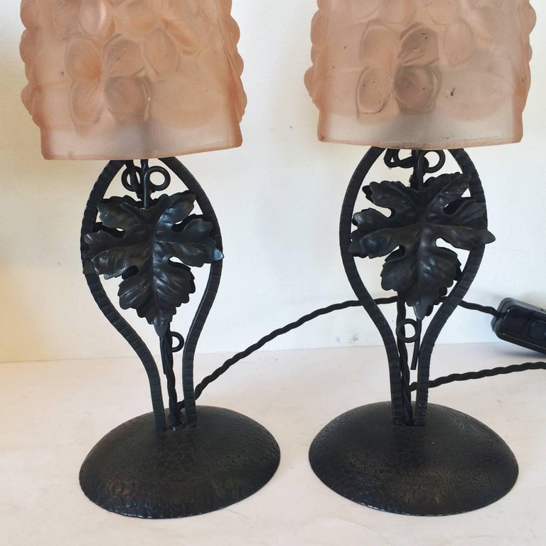 Pair of Art Deco French Lamps by Ros For Sale 2