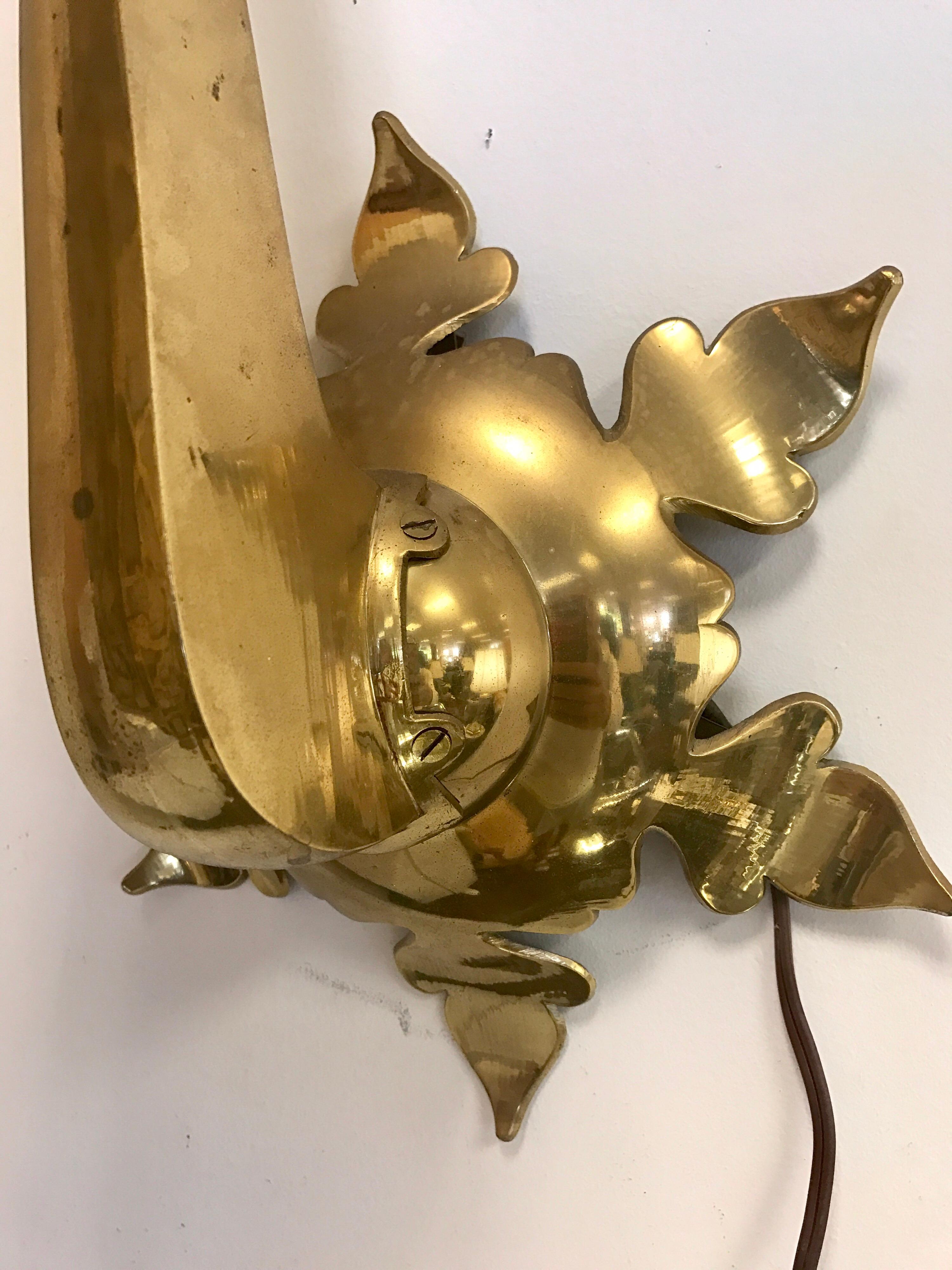Pair of Art Deco French Latticed Brass Hanging Lanterns Sconces 1