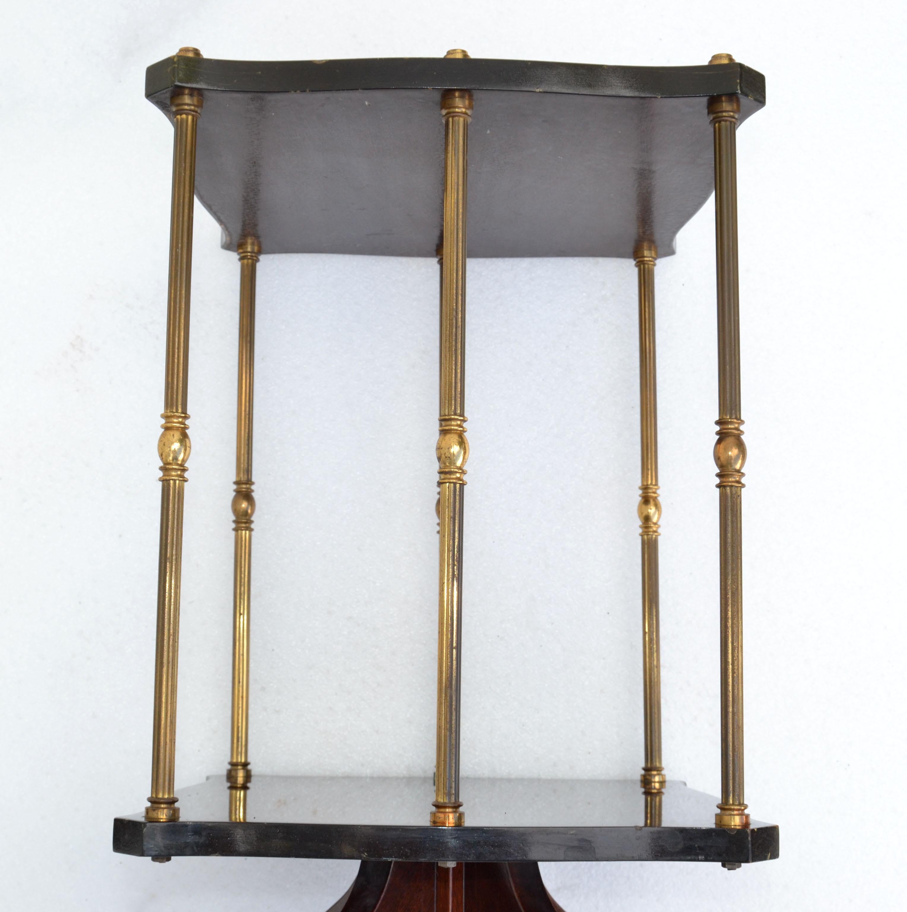 Pair of Art Deco French Mahogany & Brass Swivel Drink, Sofa, Side Tables 1950 2