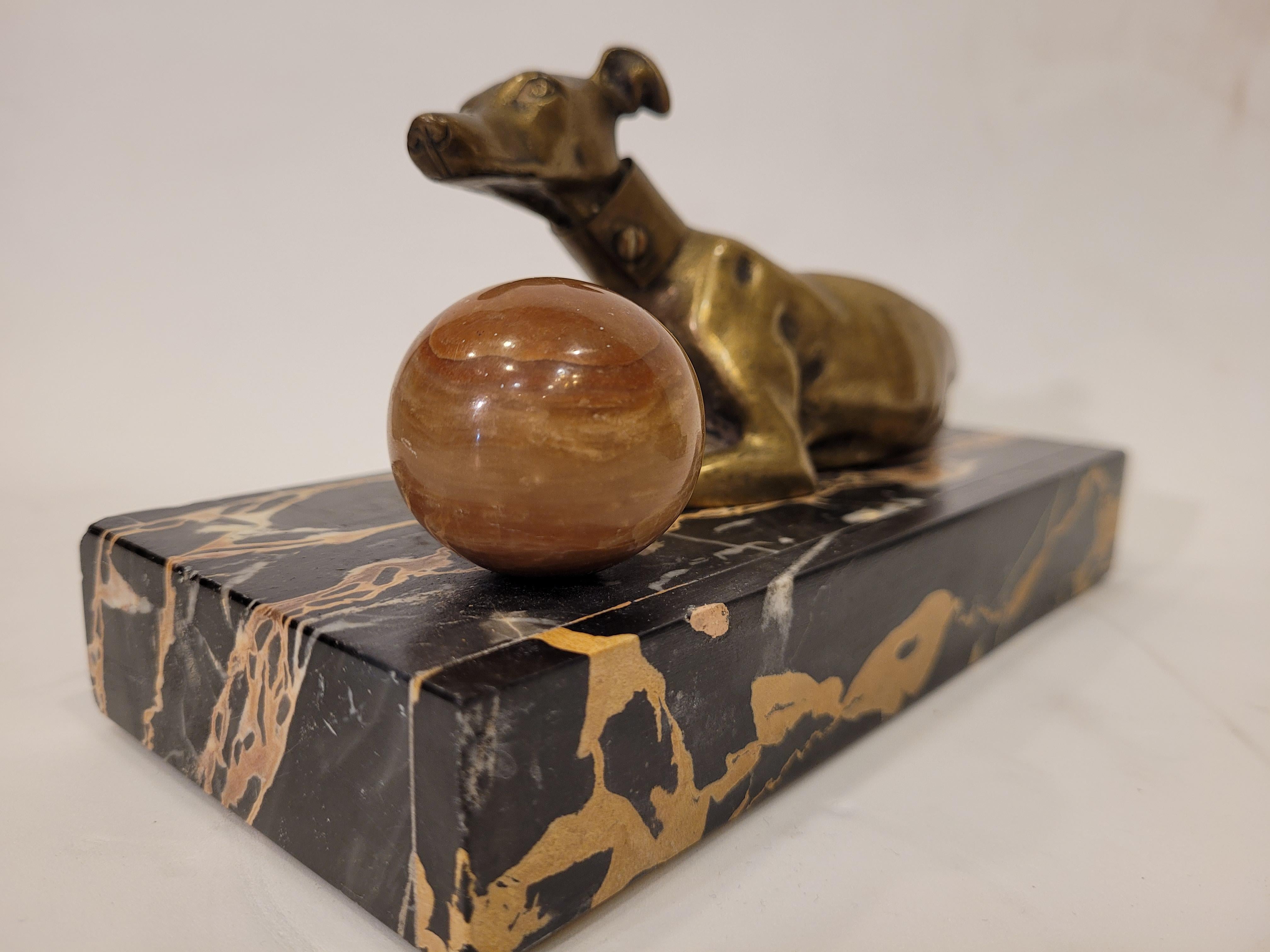 Pair of Art Deco French Marble Bookends, Greyhounds Sculpture 6