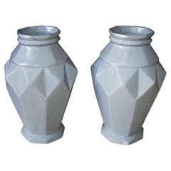 Paire de vases Art déco français en craquelé:: années 1930
