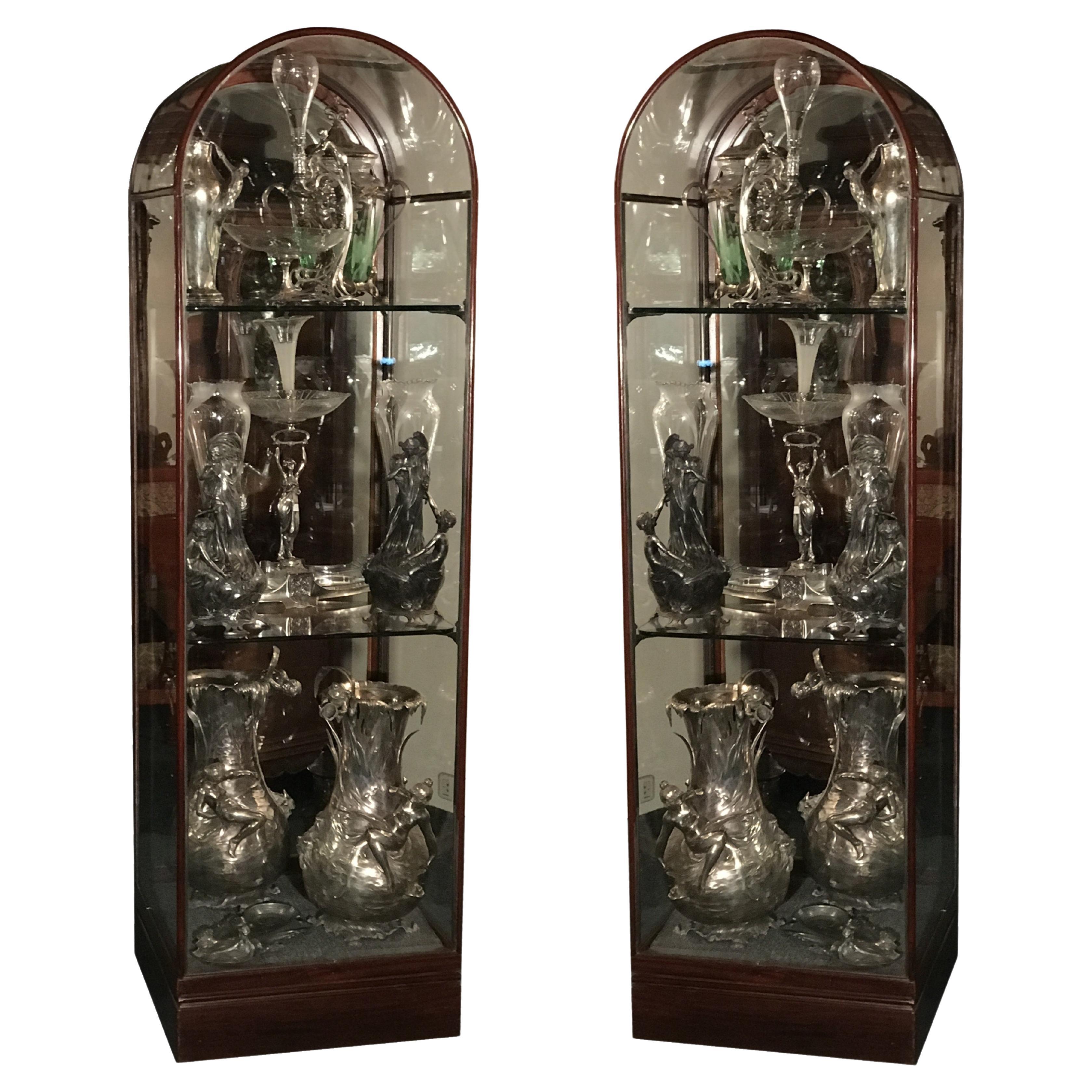 Pair of Art Deco French Vitrines, 1930, Materials: Wood and Glass For Sale