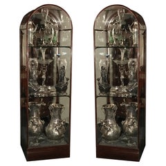 Vintage Pair of Art Deco French Vitrines, 1930, Materials: Wood and Glass