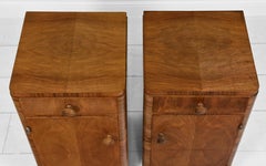 Pair of Art Deco French Walnut Bedside Cabinets Night Stands